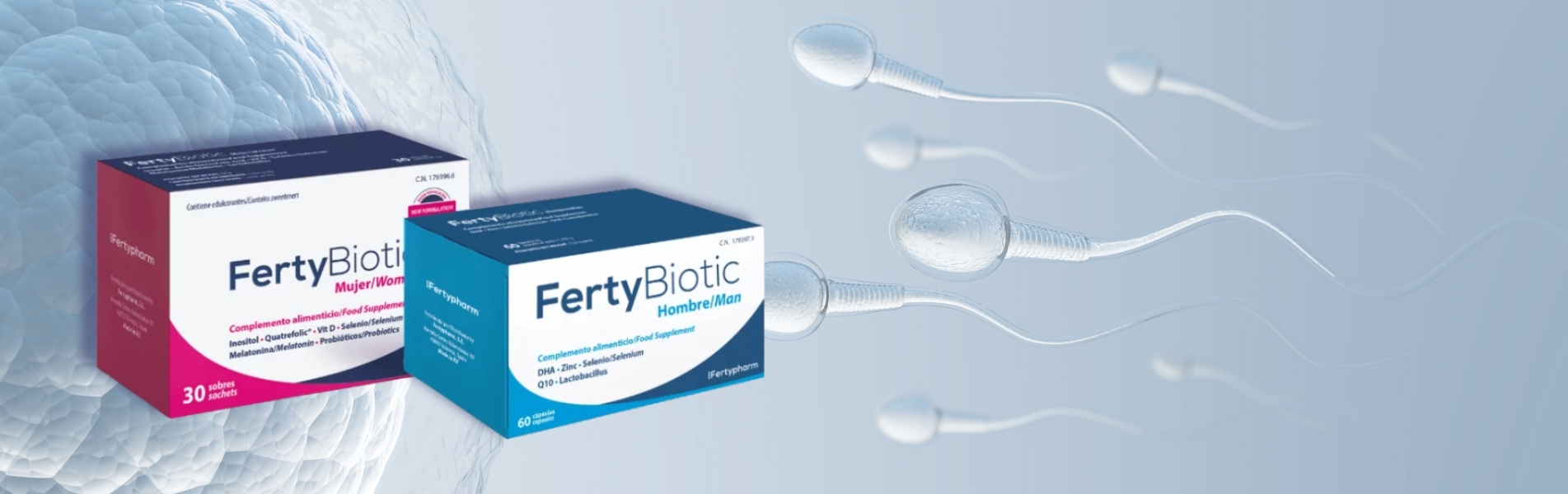 Banner Central Fertybiotic Suplementación clínica para la fertilidad en pareja