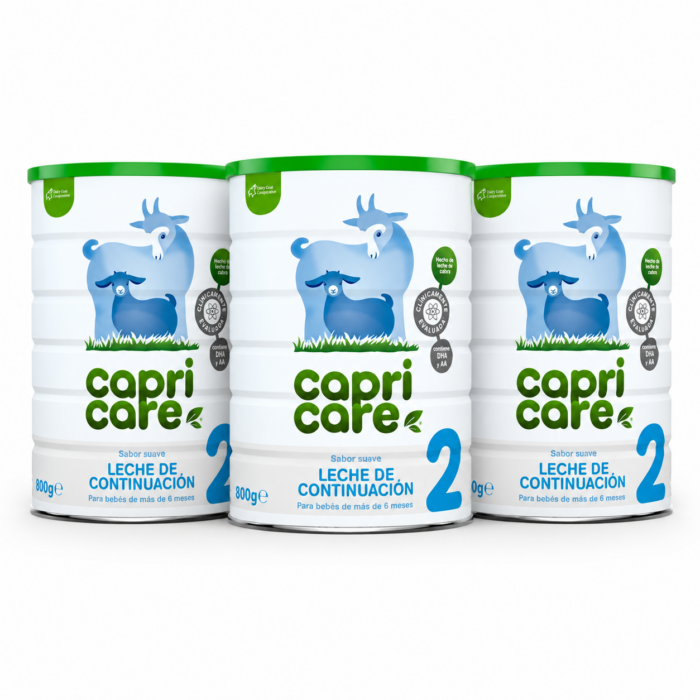 Pack de 3 latas de Capricare 2 leche de continuación de cabra 800 g Pack de 3 latas de Capricare 2 leche de continuación de cabra 800 g