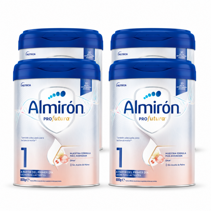 Pack de 4 latas de Almirón Profutura Duobiotik 1 leche de inicio 800 g Pack de 4 latas de Almirón Profutura Duobiotik 1 leche de inicio 800 g
