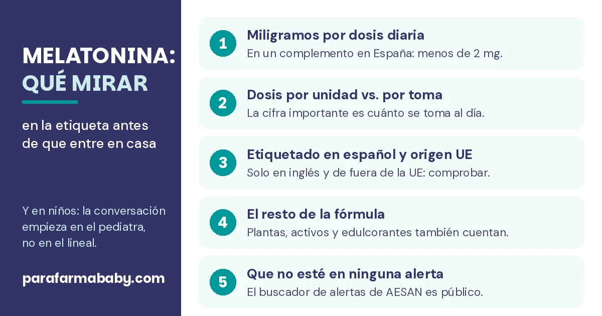 Resumen: qué mirar en la etiqueta de un complemento con melatonina